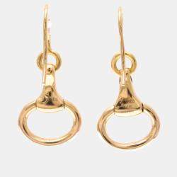 Pre Owned Hermes Horsebit Earrings No Stone 18K Pink Gold Drop Earrings