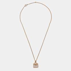 مملوكة مسبقًا Hermes Amulette Kelly Diamonds 18k Rose Gold Necklace