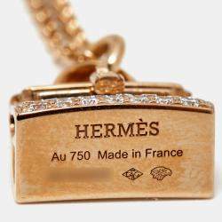 مملوكة مسبقًا Hermes Amulette Kelly Diamonds 18k Rose Gold Necklace