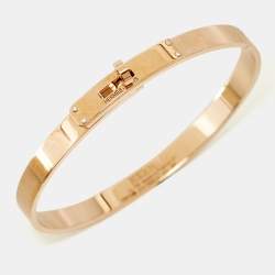 Pre Owned Hermes Kelly Diamonds 18k Rose Gold Small Model Bracelet