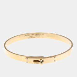 Pre Owned Hermes Kelly Bangle 4P Diamond Pink Gold 18K Diamond Bangle Pink Gold