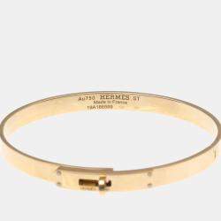 Pre Owned Hermes Kelly Bangle 4P Diamond Pink Gold 18K Diamond Bangle Pink Gold