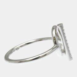 Pre Owned Hermes Diamond Ring White Gold 18K Fashion Diamond Band Ring Silver EU 54