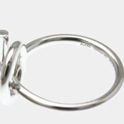 Pre Owned Hermes Diamond Ring White Gold 18K Fashion Diamond Band Ring Silver EU 54