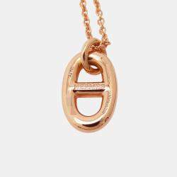 Pre Owned Hermes Chaine D'Ancre Farandole Necklace Size PM 18K Pink Gold