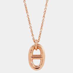 Pre Owned Hermes Chaine D'Ancre Farandole Necklace Size PM 18K Pink Gold