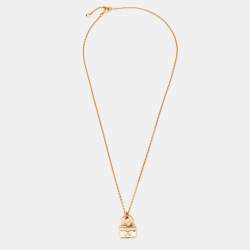 Pre Owned Hermes Diamond Charm Constance Amulette 18K Rose Gold Pendant Necklace