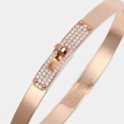 Pre Owned Hermès Kelly Diamonds 18k Rose Gold Small Model Kelly Bracelet