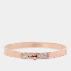 Pre Owned Hermès Kelly Diamonds 18k Rose Gold Small Model Kelly Bracelet