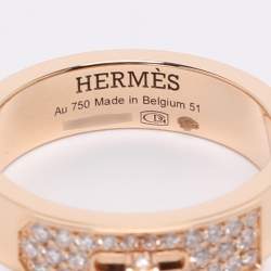 Pre Owned Hermes Kelly Diamonds 18k Rose Gold Ring Size 51