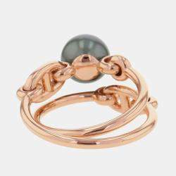 مملوكة مسبقًا Hermes Albertine Chaine D'Ancre Double  18K Pink Gold Ring Size EU 51
