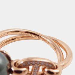 مملوكة مسبقًا Hermes Albertine Chaine D'Ancre Double  18K Pink Gold Ring Size EU 51