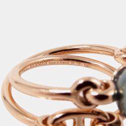 مملوكة مسبقًا Hermes Albertine Chaine D'Ancre Double  18K Pink Gold Ring Size EU 51