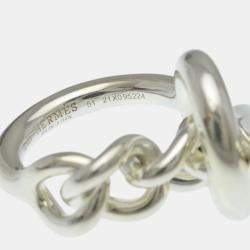 مملوكة مسبقًا Hermes Croisette Ring Silver Fashion No Stone Band Ring Silver EU 51