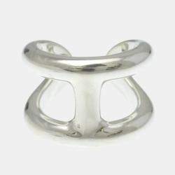 Pre Owned خاتم هيرمس أوزموص جي أم فضة موضة بدون حجر خاتم فضة