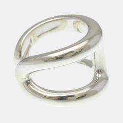 Pre Owned خاتم هيرمس أوزموص جي أم فضة موضة بدون حجر خاتم فضة