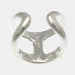 Pre Owned خاتم هيرمس أوزموص جي أم فضة موضة بدون حجر خاتم فضة