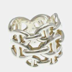 مملوكة مسبقًا خاتم هيرميس شين دانكر فضة 925 موضة بدون حجرة فضة