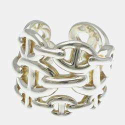 مملوكة مسبقًا خاتم هيرميس شين دانكر فضة 925 موضة بدون حجرة فضة