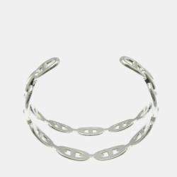 مملوكة مسبقًا Hermes Chaine D'Ancre Silver 925 No Stone Bangle Silver