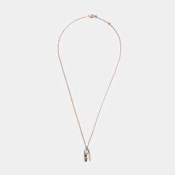 Pre Owned قلادة هيرمس كاديناس قفل ألماس ذهب أبيض عيار 18