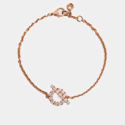 Pre Owned Hermes 18K Rose Gold Diamond Set Finesse Bracelet