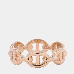 مملوكة مسبقًا Hermes Chaine D'Ancre Anchene Ring Size Pm/51/#11 18K Pink Gold