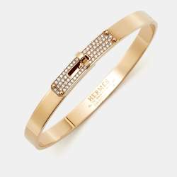 Pre Owned سوار هيرمس كيلي ألماس ذهب وردي عيار 18 صغير