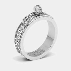 Pre Owned Hermès Kelly Diamonds 18k White Gold Ring Size 51