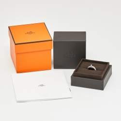 Pre Owned Hermès Kelly Diamonds 18k White Gold Ring Size 51