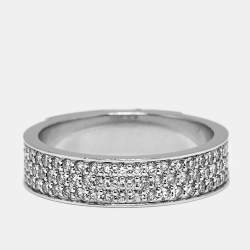 Pre Owned Hermès Kelly Diamonds 18k White Gold Ring Size 51