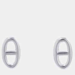 Pre Owned Hermes Chaine D'Ancre Motif Farandole Earrings Size Tpm Sv925