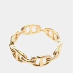 Pre Owned Hermes Chaine D'Ancre 18K Pink Gold Fashion Band Ring EU 54