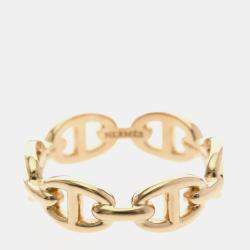 Pre Owned Hermes Chaine D'Ancre 18K Pink Gold Fashion Band Ring EU 54