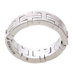 Hermes Kilim H Motif 18k White Gold Band Ring Size 51