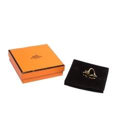 Hermes Chaîne d'Ancre Diamond 18K Yellow Gold Open Ring Size 53
