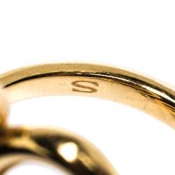 Hermes Chaîne d'Ancre Diamond 18K Yellow Gold Open Ring Size 53