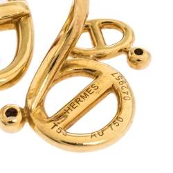 Hermes Chaîne d'Ancre Diamond 18K Yellow Gold Open Ring Size 53
