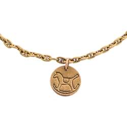 Hermès Three Rocking Horse Disc 18k Rose Gold Charm Bracelet