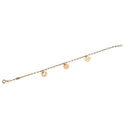Hermès Three Rocking Horse Disc 18k Rose Gold Charm Bracelet