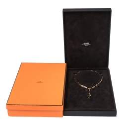 Pre Owned Hermes Kelly Chaine Diamond 18K Rose Gold Lariat Necklace