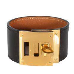 Hermès Kelly Dog gold plated and leather bracelet