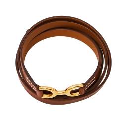 Pre Owned Hermes Tan Leather Pavane Multi Wrap Bracelet