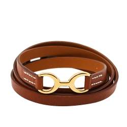 Pre Owned Hermes Tan Leather Pavane Multi Wrap Bracelet