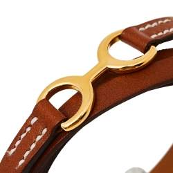Pre Owned Hermes Tan Leather Pavane Multi Wrap Bracelet