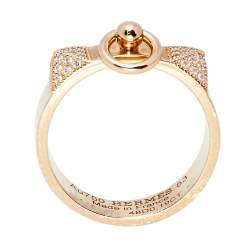 Hermes Collier De Chien Diamond 18K Rose Gold Band Rings Size 53