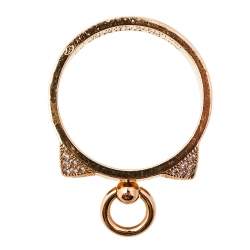 Hermes Collier De Chien Diamond 18K Rose Gold Band Rings Size 53
