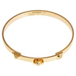 Hermes Collier de Chien 18K Yellow Gold Narrow Bracelet SH