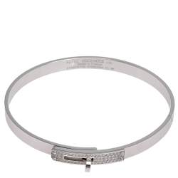 Hermes Kelly Diamond 18k White Gold Cuff Bracelet LG