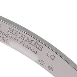 Hermes Kelly Diamond 18k White Gold Cuff Bracelet LG